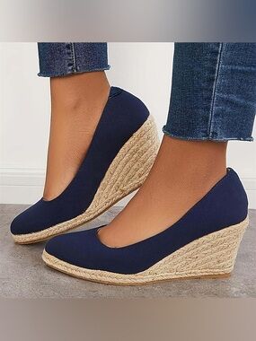 J. Crew Navy Espadrille Wedges